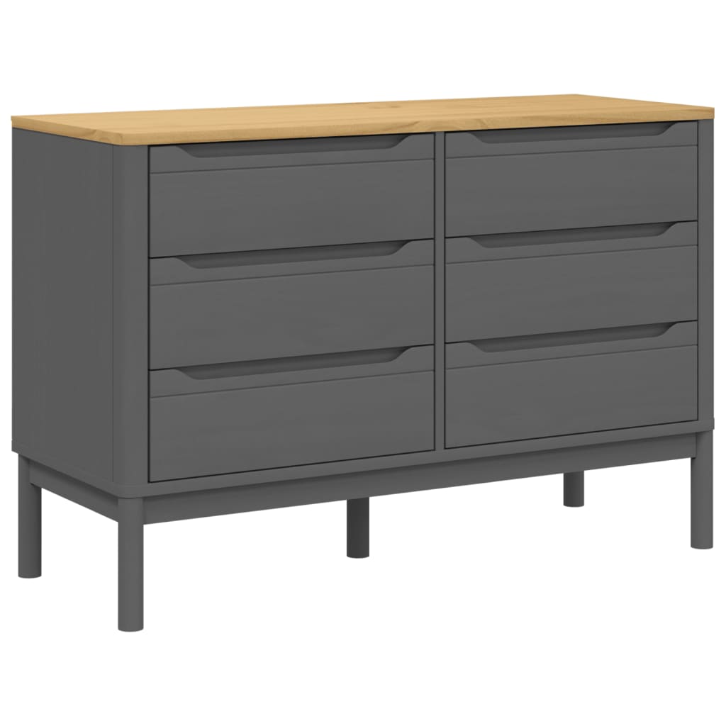 Ladekast FLORO massief grenenhout grijs Commodes & ladekasten | Creëer jouw Trendy Thuis | Gratis bezorgd & Retour | Trendy.nl