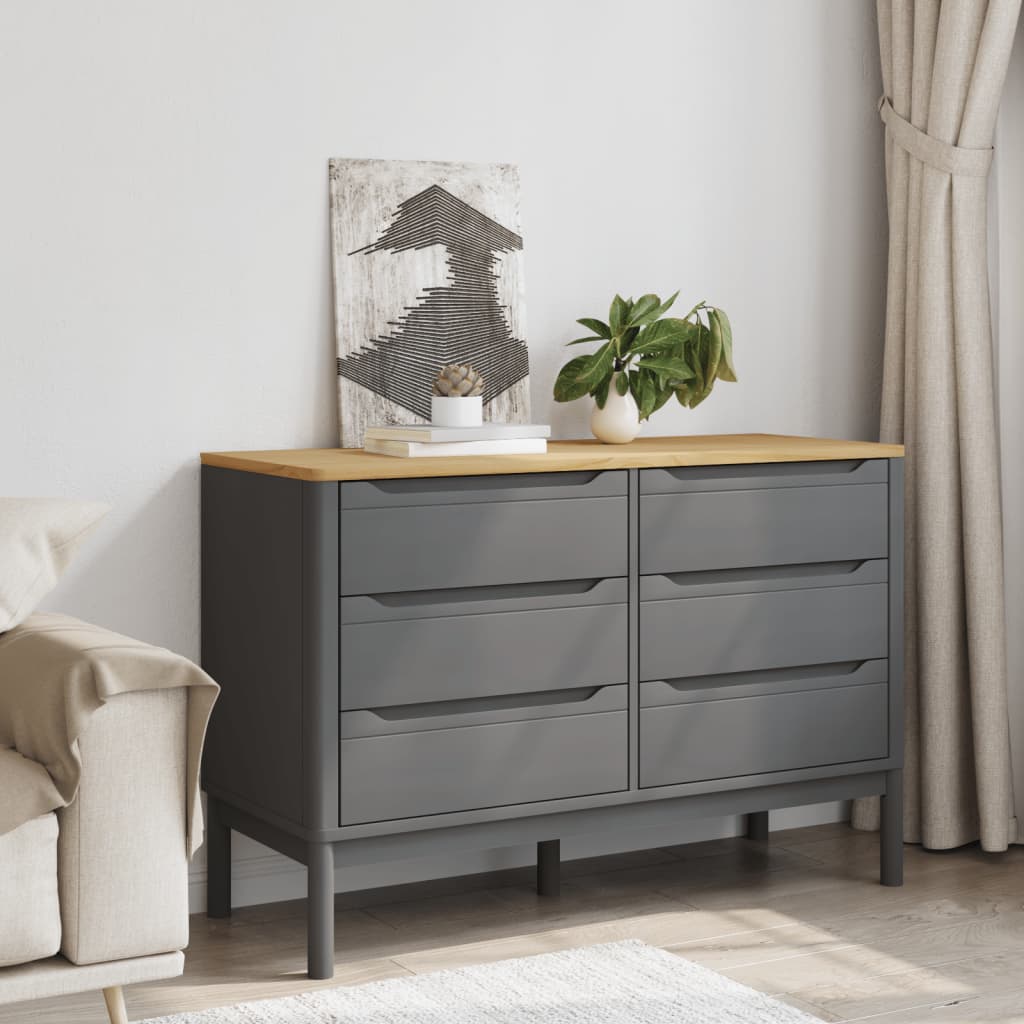 Ladekast FLORO massief grenenhout grijs Commodes & ladekasten | Creëer jouw Trendy Thuis | Gratis bezorgd & Retour | Trendy.nl