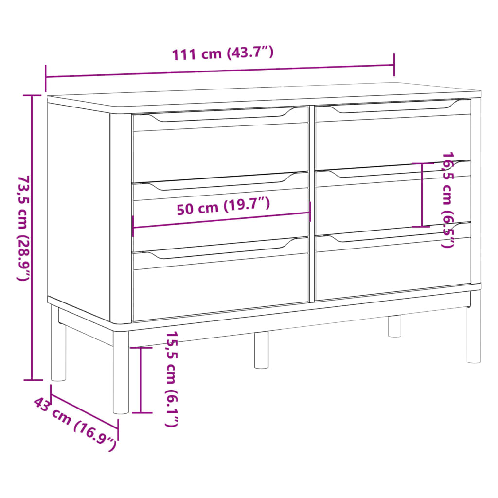 Ladekast FLORO massief grenenhout grijs Commodes & ladekasten | Creëer jouw Trendy Thuis | Gratis bezorgd & Retour | Trendy.nl