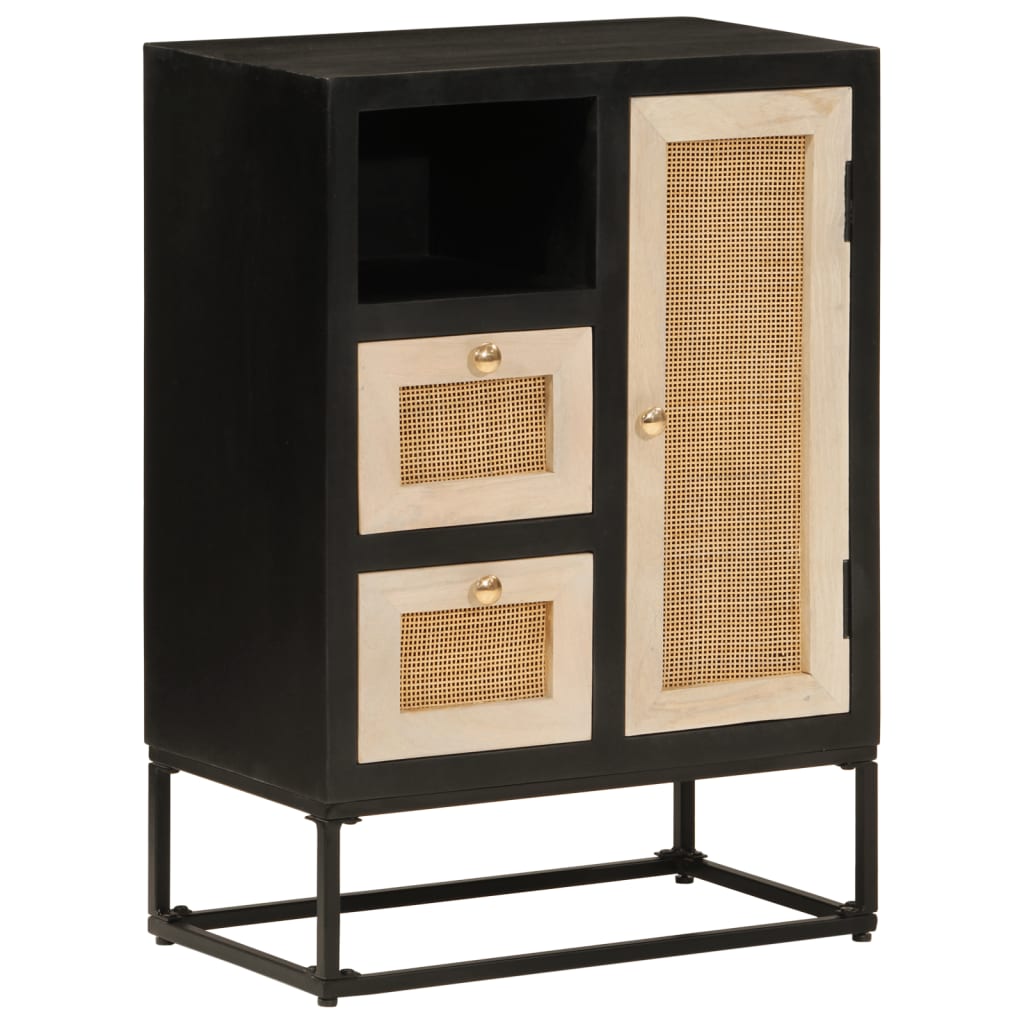 Dressoir 55x30x76 cm massief mangohout en ijzer zwart Opbergkasten & lockerkasten | Creëer jouw Trendy Thuis | Gratis bezorgd & Retour | Trendy.nl