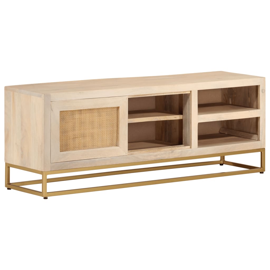 Tv-meubel 110x30x40 cm massief ruw mangohout en ijzer Cd- & dvd-kasten | Creëer jouw Trendy Thuis | Gratis bezorgd & Retour | Trendy.nl