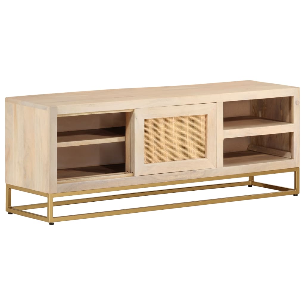 Tv-meubel 110x30x40 cm massief ruw mangohout en ijzer Cd- & dvd-kasten | Creëer jouw Trendy Thuis | Gratis bezorgd & Retour | Trendy.nl