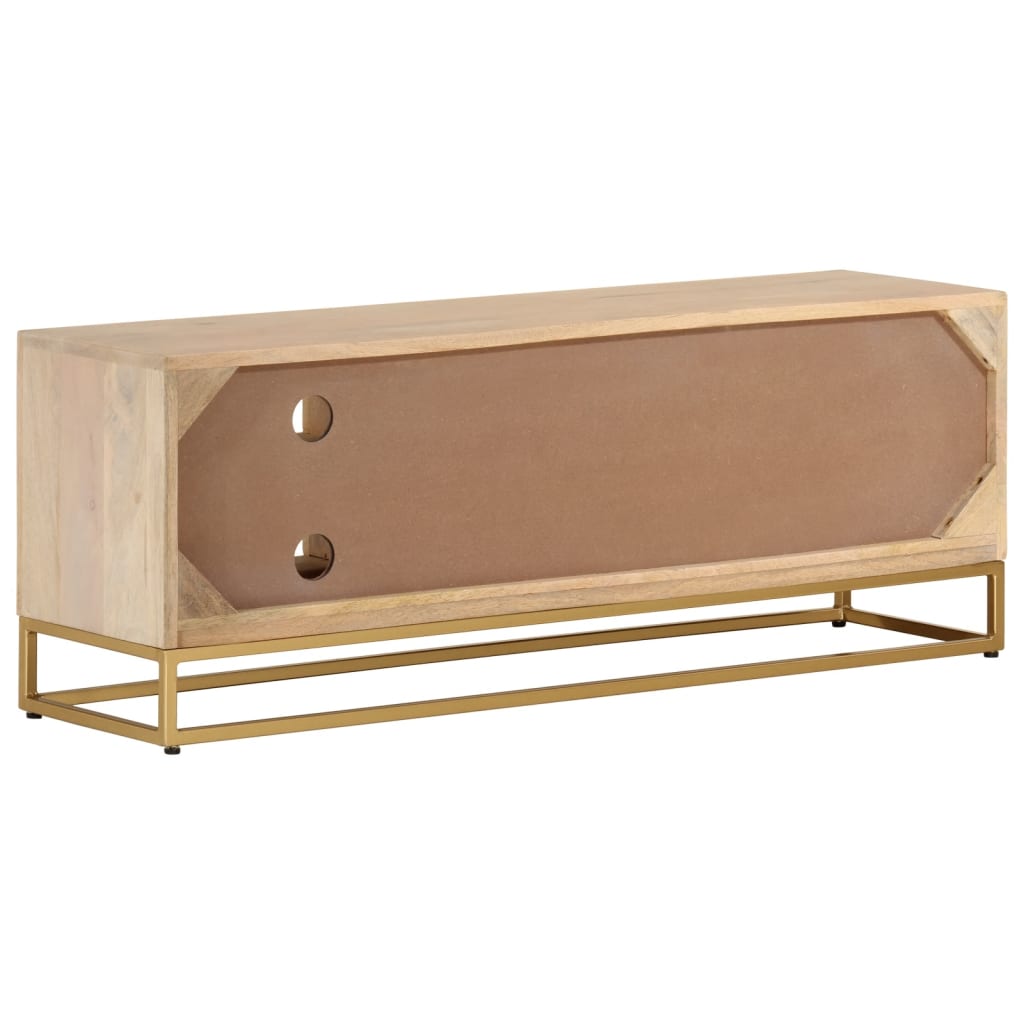 Tv-meubel 110x30x40 cm massief ruw mangohout en ijzer Cd- & dvd-kasten | Creëer jouw Trendy Thuis | Gratis bezorgd & Retour | Trendy.nl