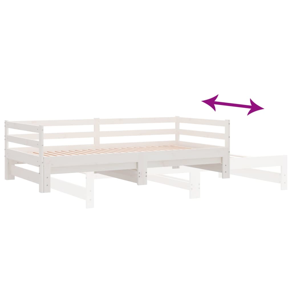 Slaapbank met onderschuifbed 90x190 cm massief grenenhout wit Bedden & bedframes | Creëer jouw Trendy Thuis | Gratis bezorgd & Retour | Trendy.nl