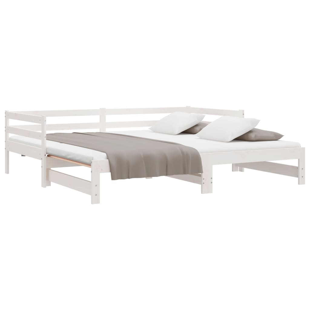 Slaapbank met onderschuifbed 90x190 cm massief grenenhout wit Bedden & bedframes | Creëer jouw Trendy Thuis | Gratis bezorgd & Retour | Trendy.nl