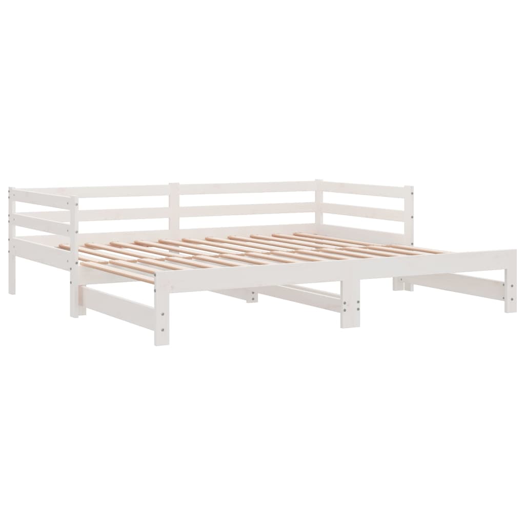 Slaapbank met onderschuifbed 90x190 cm massief grenenhout wit Bedden & bedframes | Creëer jouw Trendy Thuis | Gratis bezorgd & Retour | Trendy.nl