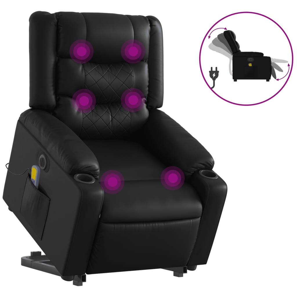 Sta-op-massagestoel elektrisch kunstleer zwart Fauteuils & Relaxfauteuils | Creëer jouw Trendy Thuis | Gratis bezorgd & Retour | Trendy.nl