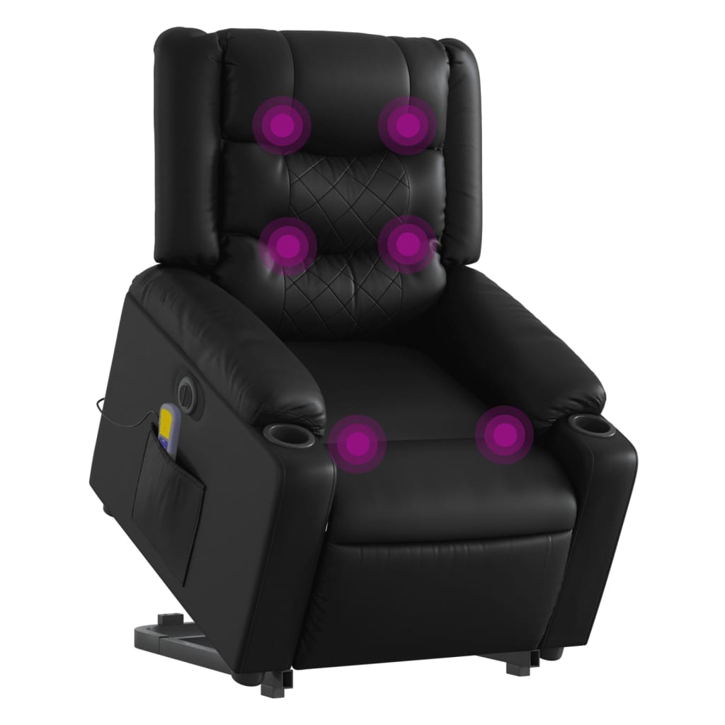 Sta-op-massagestoel elektrisch kunstleer zwart Fauteuils & Relaxfauteuils | Creëer jouw Trendy Thuis | Gratis bezorgd & Retour | Trendy.nl