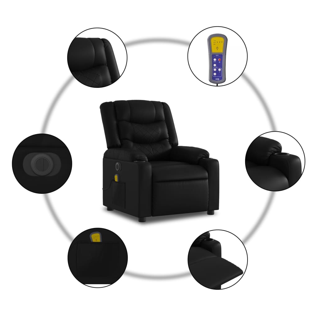 Sta-op-massagestoel elektrisch kunstleer zwart Fauteuils & Relaxfauteuils | Creëer jouw Trendy Thuis | Gratis bezorgd & Retour | Trendy.nl