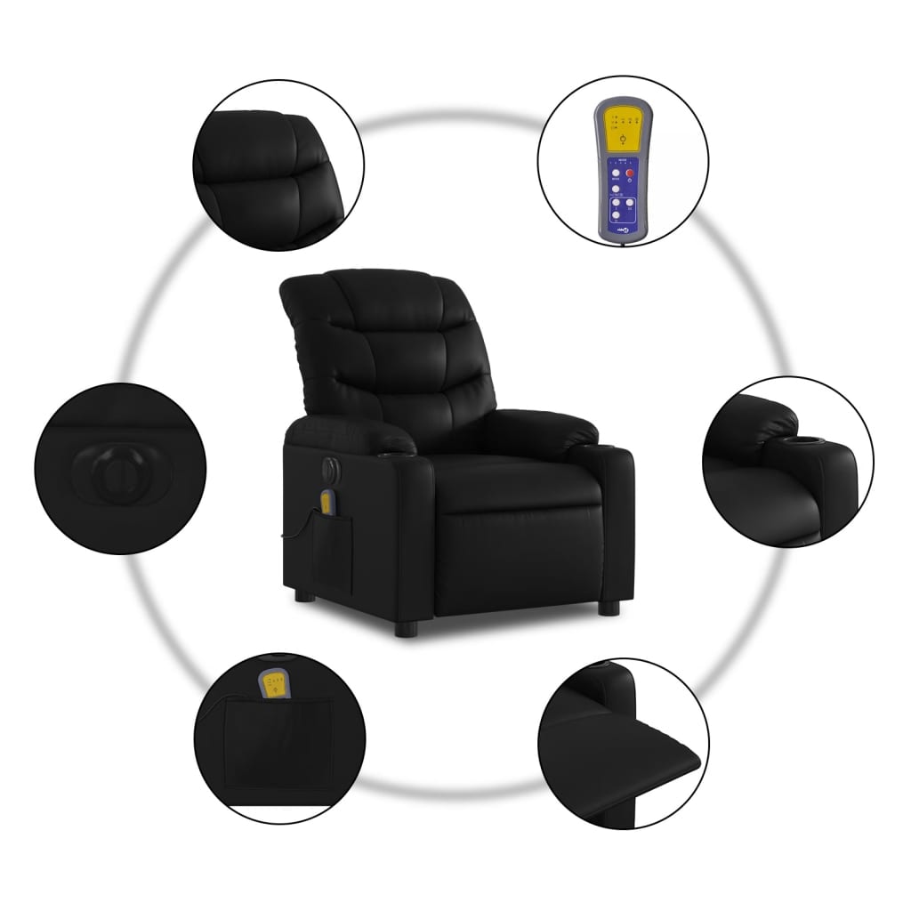 Massagestoel verstelbaar elektrisch kunstleer zwart Fauteuils & Relaxfauteuils | Creëer jouw Trendy Thuis | Gratis bezorgd & Retour | Trendy.nl