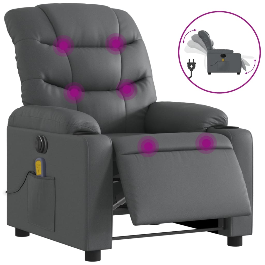 Massagestoel verstelbaar elektrisch kunstleer grijs Fauteuils & Relaxfauteuils | Creëer jouw Trendy Thuis | Gratis bezorgd & Retour | Trendy.nl