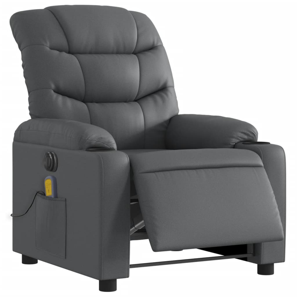 Massagestoel verstelbaar elektrisch kunstleer grijs Fauteuils & Relaxfauteuils | Creëer jouw Trendy Thuis | Gratis bezorgd & Retour | Trendy.nl