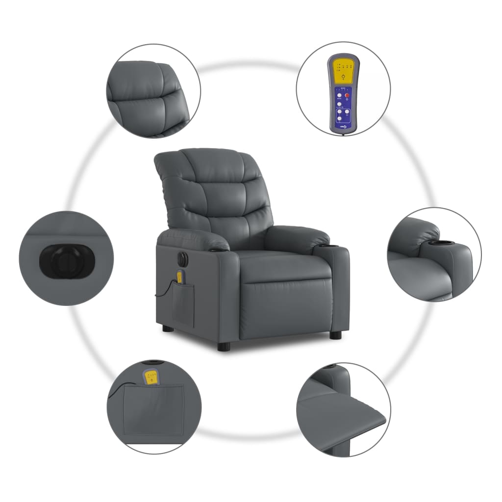 Massagestoel verstelbaar elektrisch kunstleer grijs Fauteuils & Relaxfauteuils | Creëer jouw Trendy Thuis | Gratis bezorgd & Retour | Trendy.nl