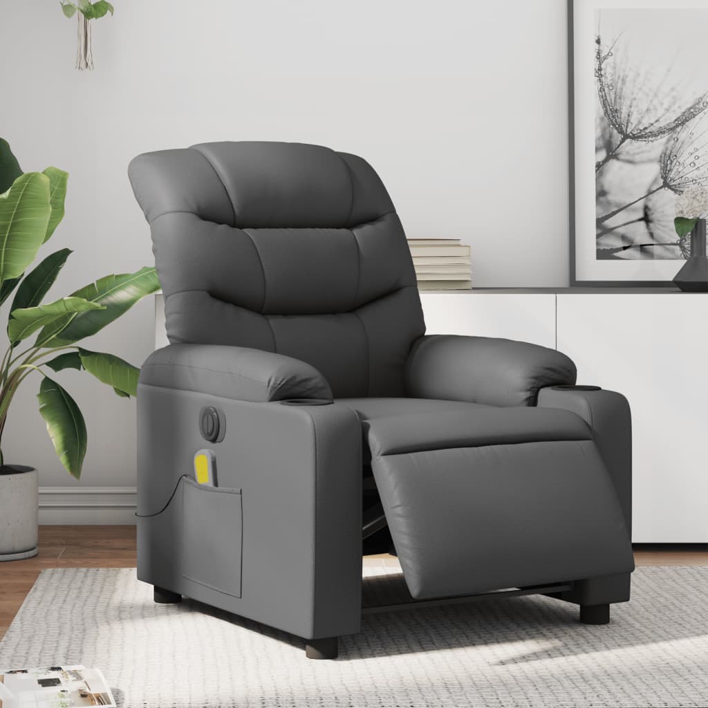 Massagestoel verstelbaar elektrisch kunstleer grijs Fauteuils & Relaxfauteuils | Creëer jouw Trendy Thuis | Gratis bezorgd & Retour | Trendy.nl