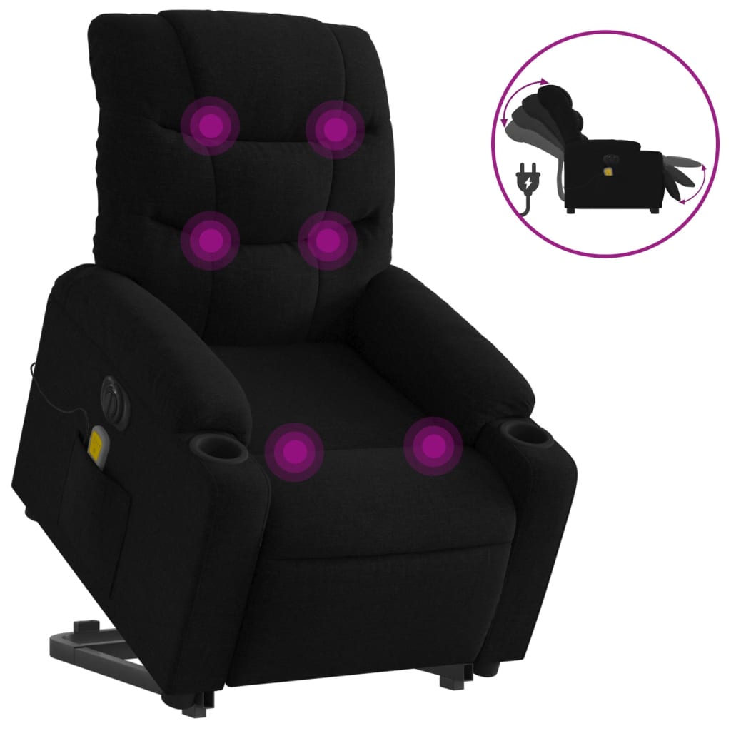 Sta-op-massagestoel elektrisch verstelbaar stof zwart Fauteuils & Relaxfauteuils | Creëer jouw Trendy Thuis | Gratis bezorgd & Retour | Trendy.nl