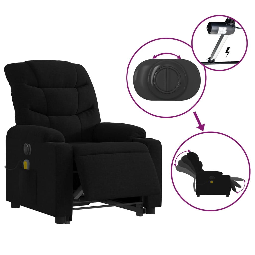 Sta-op-massagestoel elektrisch verstelbaar stof zwart Fauteuils & Relaxfauteuils | Creëer jouw Trendy Thuis | Gratis bezorgd & Retour | Trendy.nl