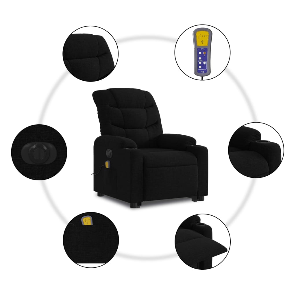 Sta-op-massagestoel elektrisch verstelbaar stof zwart Fauteuils & Relaxfauteuils | Creëer jouw Trendy Thuis | Gratis bezorgd & Retour | Trendy.nl