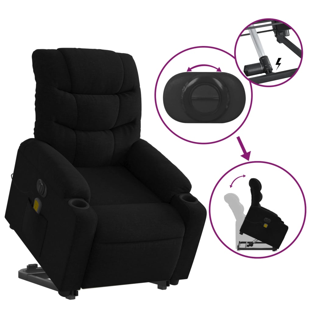 Sta-op-massagestoel elektrisch verstelbaar stof zwart Fauteuils & Relaxfauteuils | Creëer jouw Trendy Thuis | Gratis bezorgd & Retour | Trendy.nl