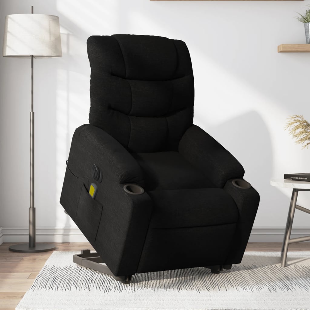 Sta-op-massagestoel elektrisch verstelbaar stof zwart Fauteuils & Relaxfauteuils | Creëer jouw Trendy Thuis | Gratis bezorgd & Retour | Trendy.nl