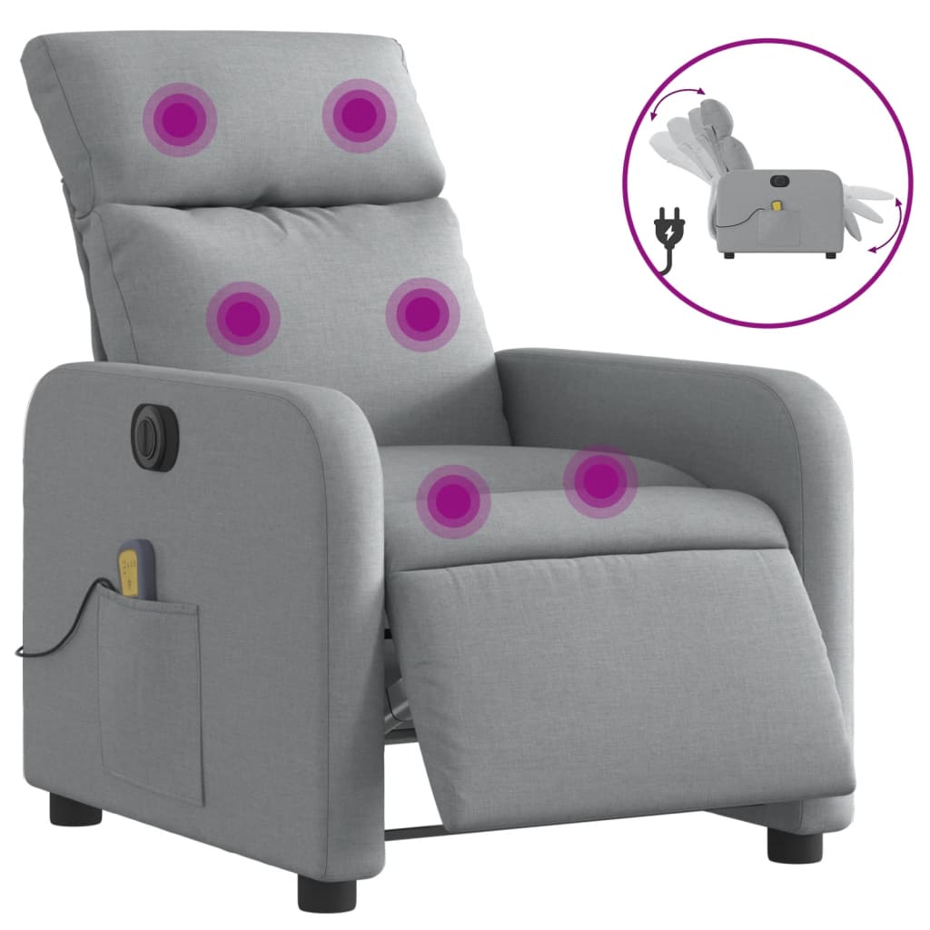 Massagestoel elektrisch verstelbaar stof lichtgrijs Fauteuils & Relaxfauteuils | Creëer jouw Trendy Thuis | Gratis bezorgd & Retour | Trendy.nl