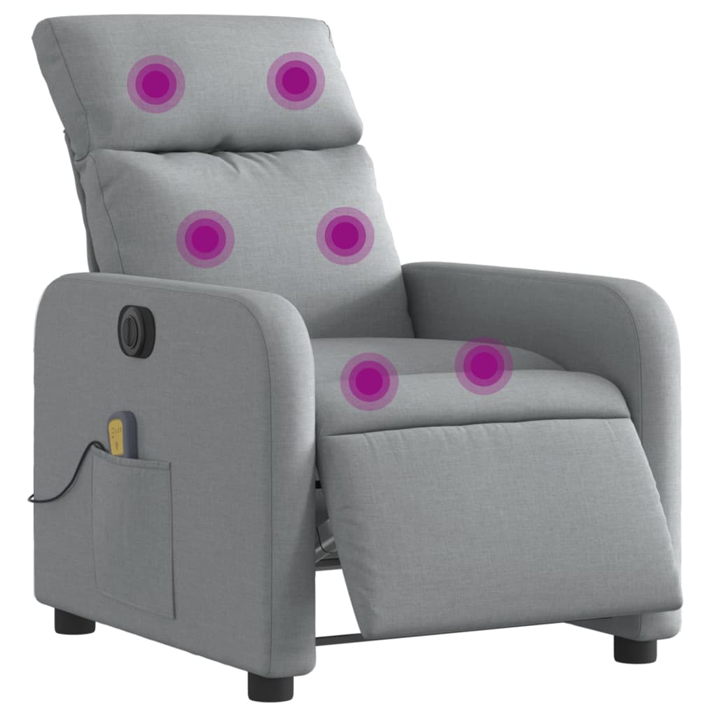 Massagestoel elektrisch verstelbaar stof lichtgrijs Fauteuils & Relaxfauteuils | Creëer jouw Trendy Thuis | Gratis bezorgd & Retour | Trendy.nl