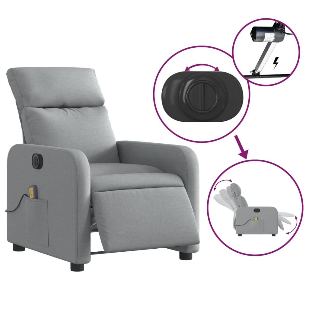 Massagestoel elektrisch verstelbaar stof lichtgrijs Fauteuils & Relaxfauteuils | Creëer jouw Trendy Thuis | Gratis bezorgd & Retour | Trendy.nl