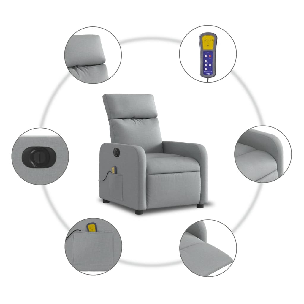 Massagestoel elektrisch verstelbaar stof lichtgrijs Fauteuils & Relaxfauteuils | Creëer jouw Trendy Thuis | Gratis bezorgd & Retour | Trendy.nl