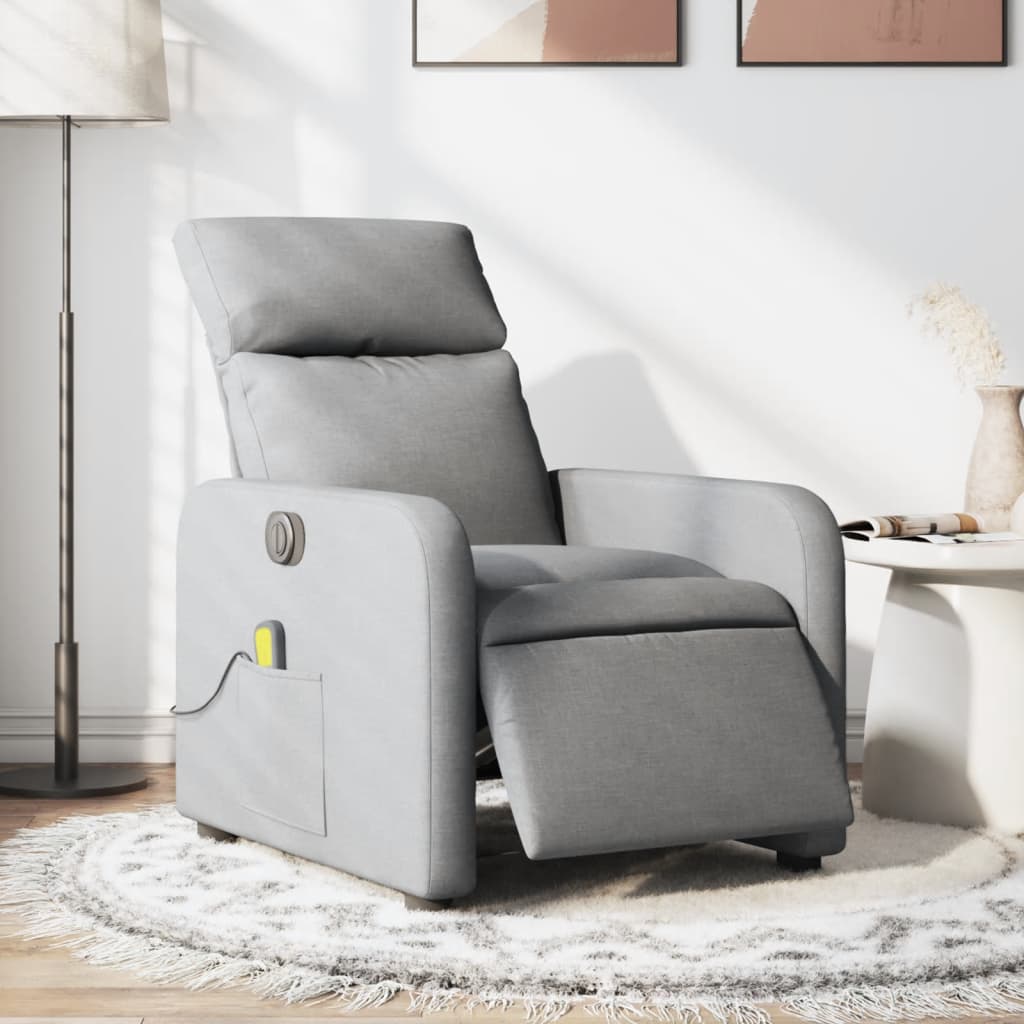 Massagestoel elektrisch verstelbaar stof lichtgrijs Fauteuils & Relaxfauteuils | Creëer jouw Trendy Thuis | Gratis bezorgd & Retour | Trendy.nl