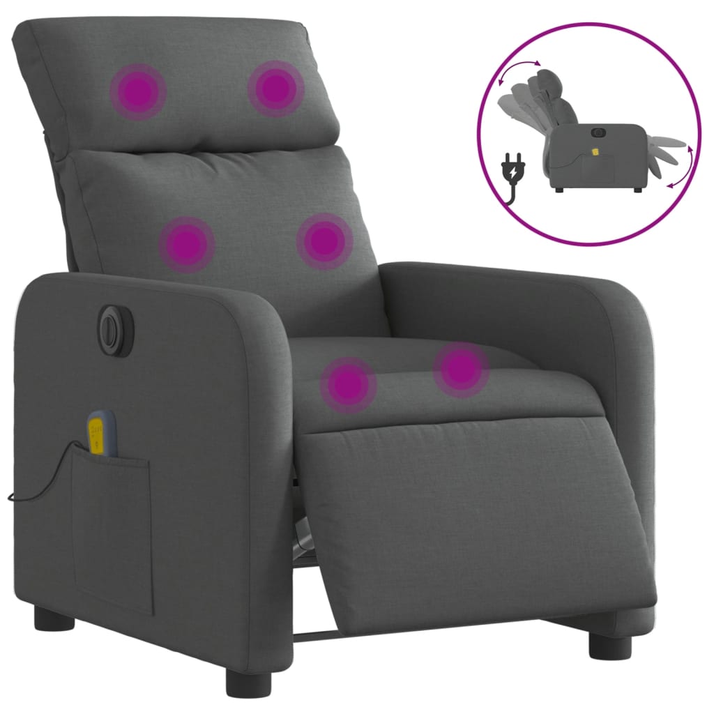 Massagestoel elektrisch verstelbaar stof donkergrijs Fauteuils & Relaxfauteuils | Creëer jouw Trendy Thuis | Gratis bezorgd & Retour | Trendy.nl