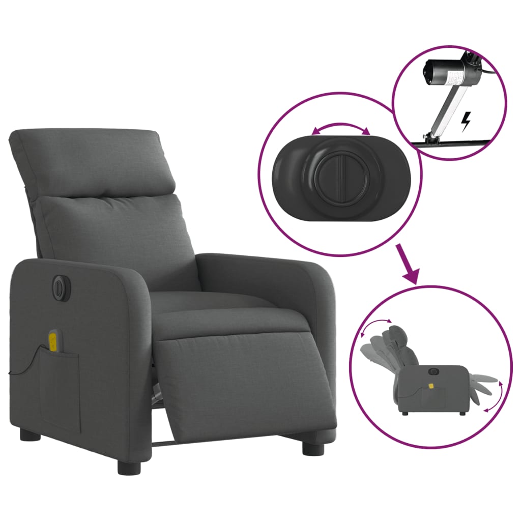 Massagestoel elektrisch verstelbaar stof donkergrijs Fauteuils & Relaxfauteuils | Creëer jouw Trendy Thuis | Gratis bezorgd & Retour | Trendy.nl