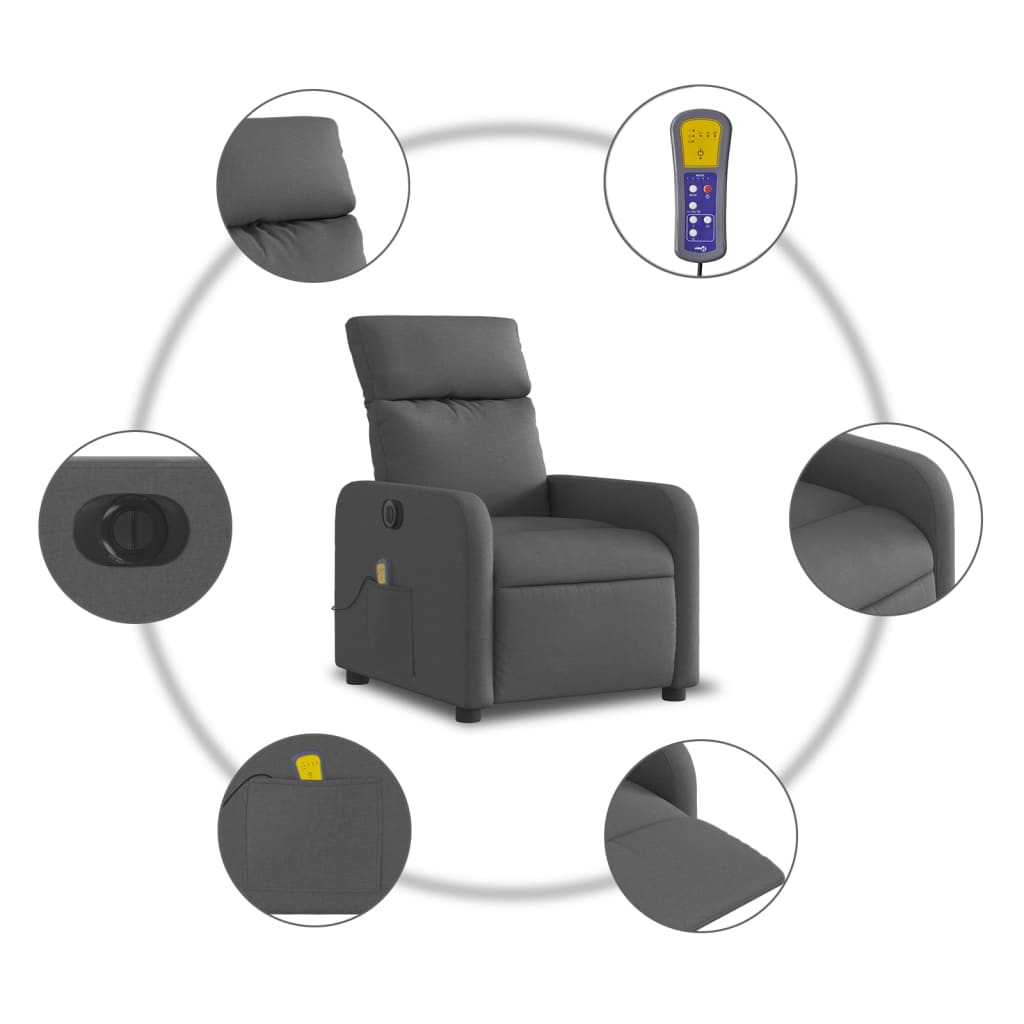 Massagestoel elektrisch verstelbaar stof donkergrijs Fauteuils & Relaxfauteuils | Creëer jouw Trendy Thuis | Gratis bezorgd & Retour | Trendy.nl