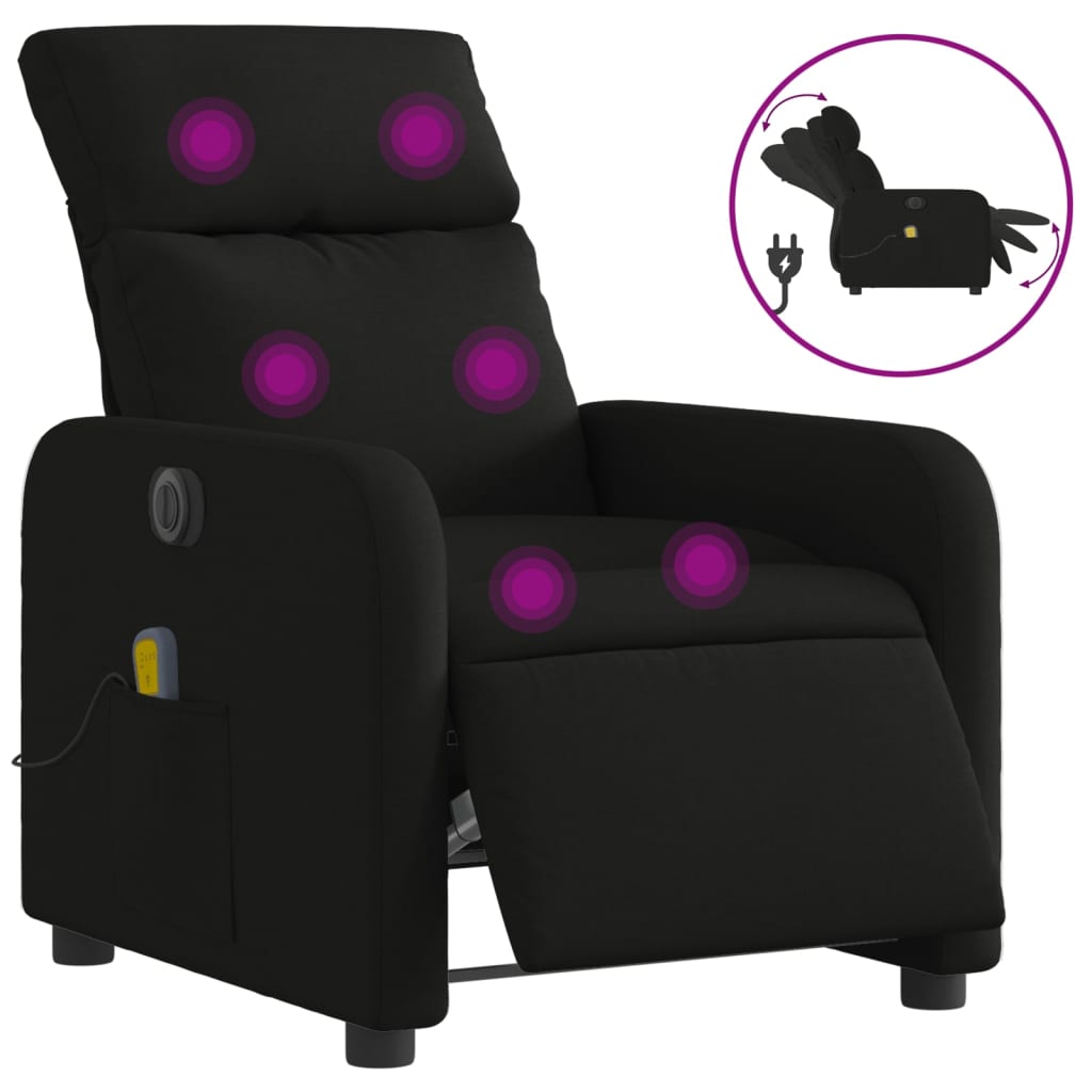 Massagestoel elektrisch verstelbaar stof zwart Fauteuils & Relaxfauteuils | Creëer jouw Trendy Thuis | Gratis bezorgd & Retour | Trendy.nl