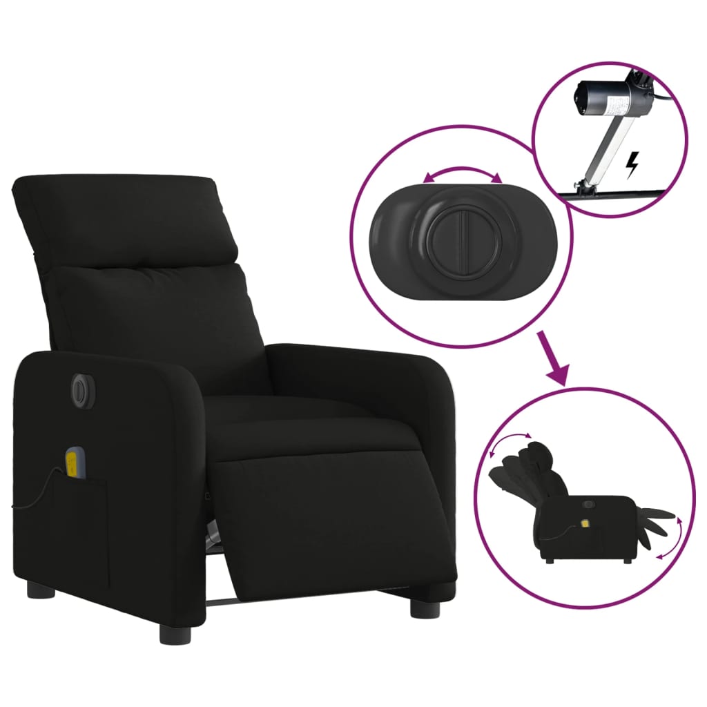 Massagestoel elektrisch verstelbaar stof zwart Fauteuils & Relaxfauteuils | Creëer jouw Trendy Thuis | Gratis bezorgd & Retour | Trendy.nl