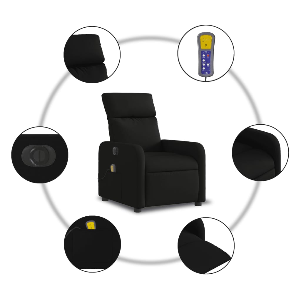 Massagestoel elektrisch verstelbaar stof zwart Fauteuils & Relaxfauteuils | Creëer jouw Trendy Thuis | Gratis bezorgd & Retour | Trendy.nl