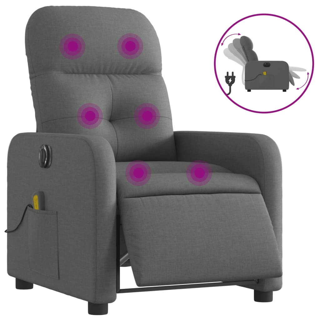 Massagestoel elektrisch verstelbaar stof donkergrijs Fauteuils & Relaxfauteuils | Creëer jouw Trendy Thuis | Gratis bezorgd & Retour | Trendy.nl