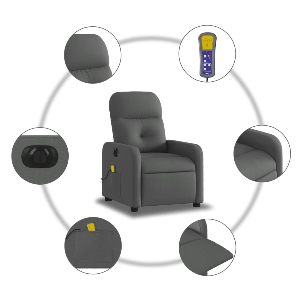 Massagestoel elektrisch verstelbaar stof donkergrijs Fauteuils & Relaxfauteuils | Creëer jouw Trendy Thuis | Gratis bezorgd & Retour | Trendy.nl