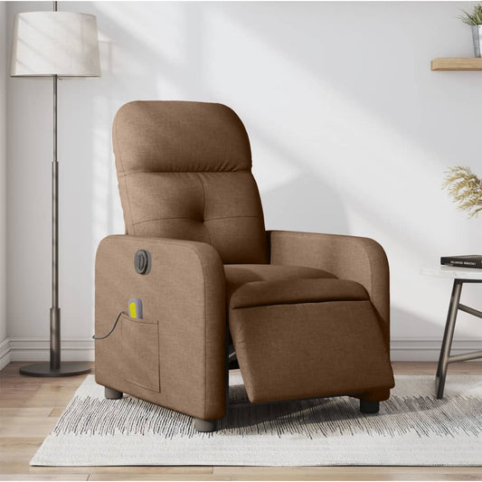 Massagestoel elektrisch verstelbaar stof bruin Fauteuils & Relaxfauteuils | Creëer jouw Trendy Thuis | Gratis bezorgd & Retour | Trendy.nl