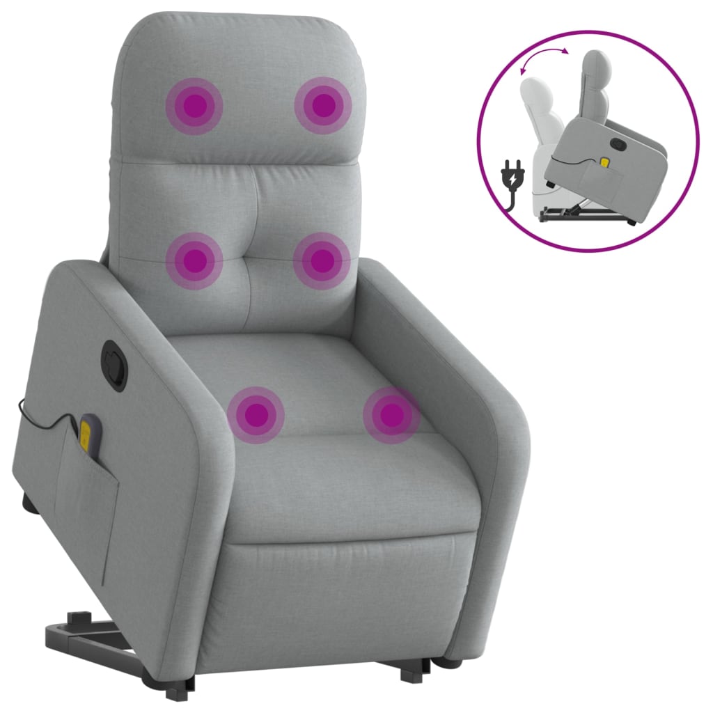 Sta-op-massagestoel verstelbaar stof lichtgrijs Fauteuils & Relaxfauteuils | Creëer jouw Trendy Thuis | Gratis bezorgd & Retour | Trendy.nl