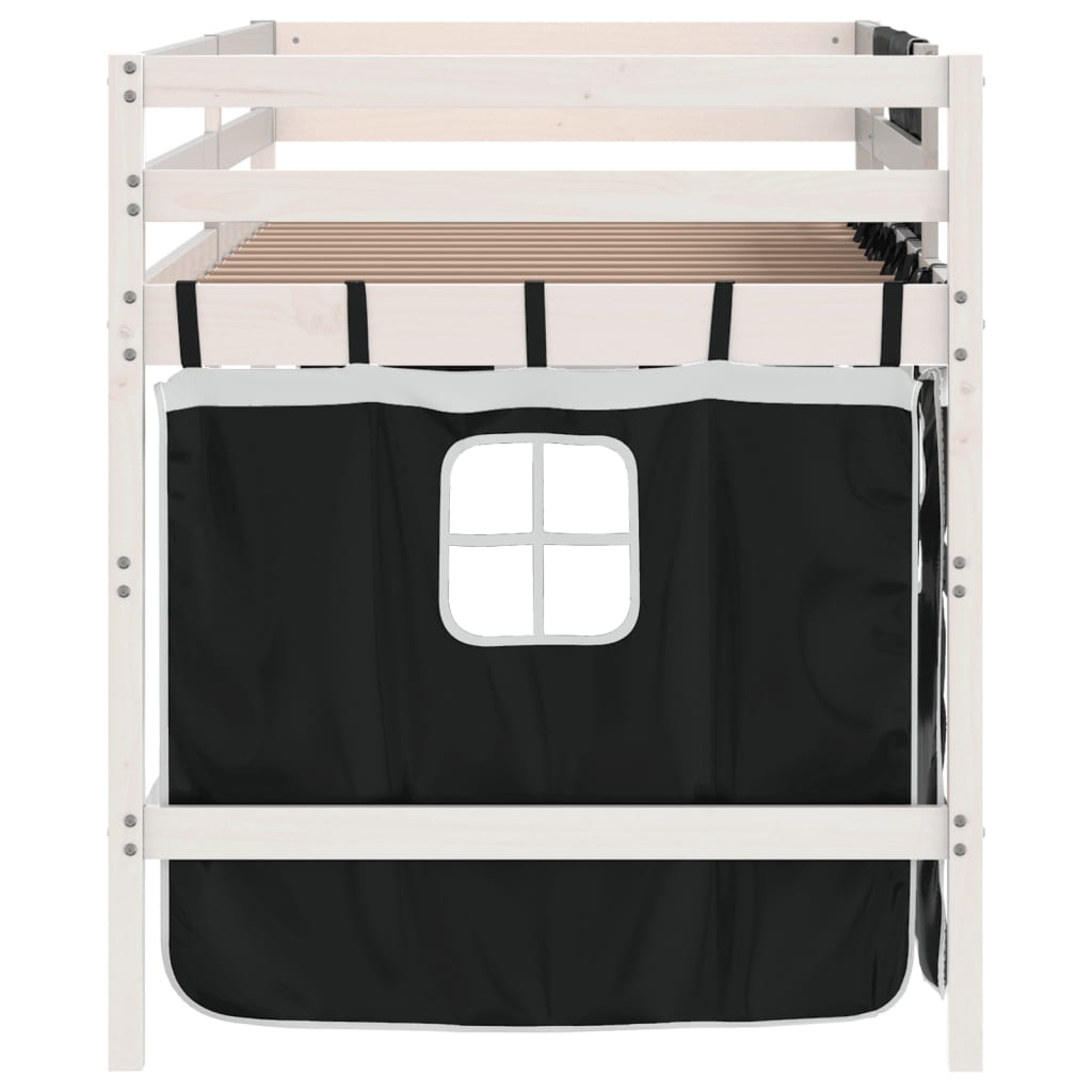 Kinderhoogslaper met gordijnen 80x200 cm massief grenenhout Bedden & bedframes | Creëer jouw Trendy Thuis | Gratis bezorgd & Retour | Trendy.nl