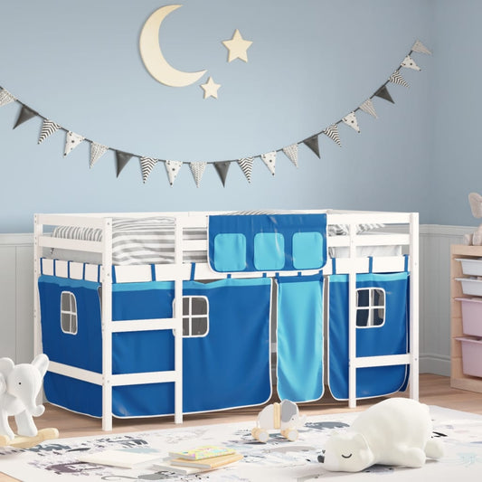 Kinderhoogslaper met gordijnen 80x200 cm grenenhout blauw Bedden & bedframes | Creëer jouw Trendy Thuis | Gratis bezorgd & Retour | Trendy.nl