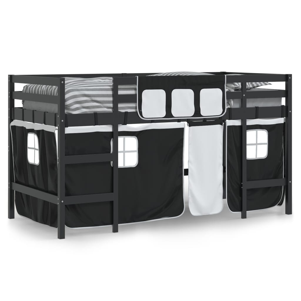 Kinderhoogslaper met gordijnen 80x200 cm massief grenenhout Bedden & bedframes | Creëer jouw Trendy Thuis | Gratis bezorgd & Retour | Trendy.nl