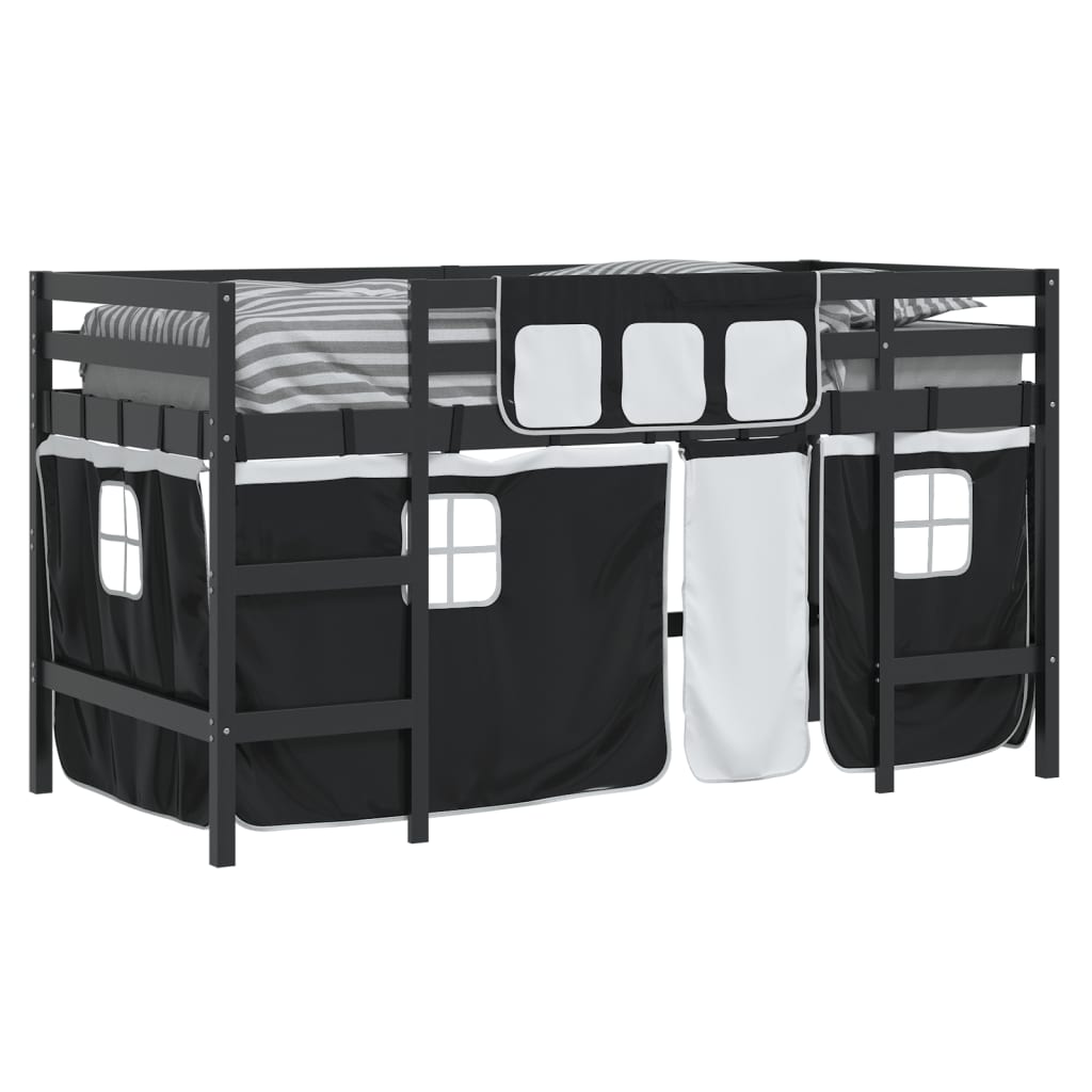 Kinderhoogslaper met gordijnen 80x200 cm massief grenenhout Bedden & bedframes | Creëer jouw Trendy Thuis | Gratis bezorgd & Retour | Trendy.nl