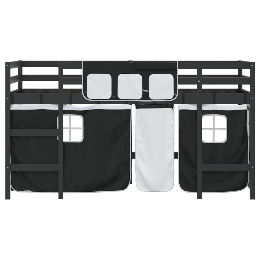 Kinderhoogslaper met gordijnen 80x200 cm massief grenenhout Bedden & bedframes | Creëer jouw Trendy Thuis | Gratis bezorgd & Retour | Trendy.nl