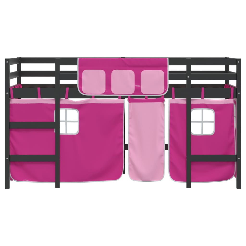 Kinderhoogslaper met gordijnen 80x200 cm grenenhout roze Bedden & bedframes | Creëer jouw Trendy Thuis | Gratis bezorgd & Retour | Trendy.nl