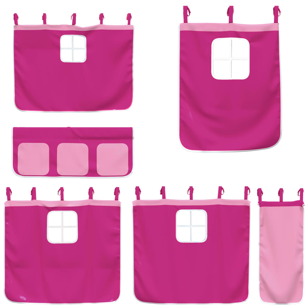 Kinderhoogslaper met gordijnen 80x200 cm grenenhout roze Bedden & bedframes | Creëer jouw Trendy Thuis | Gratis bezorgd & Retour | Trendy.nl