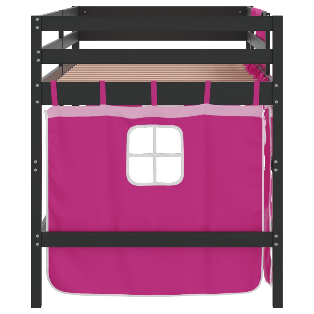 Kinderhoogslaper met gordijnen 80x200 cm grenenhout roze Bedden & bedframes | Creëer jouw Trendy Thuis | Gratis bezorgd & Retour | Trendy.nl