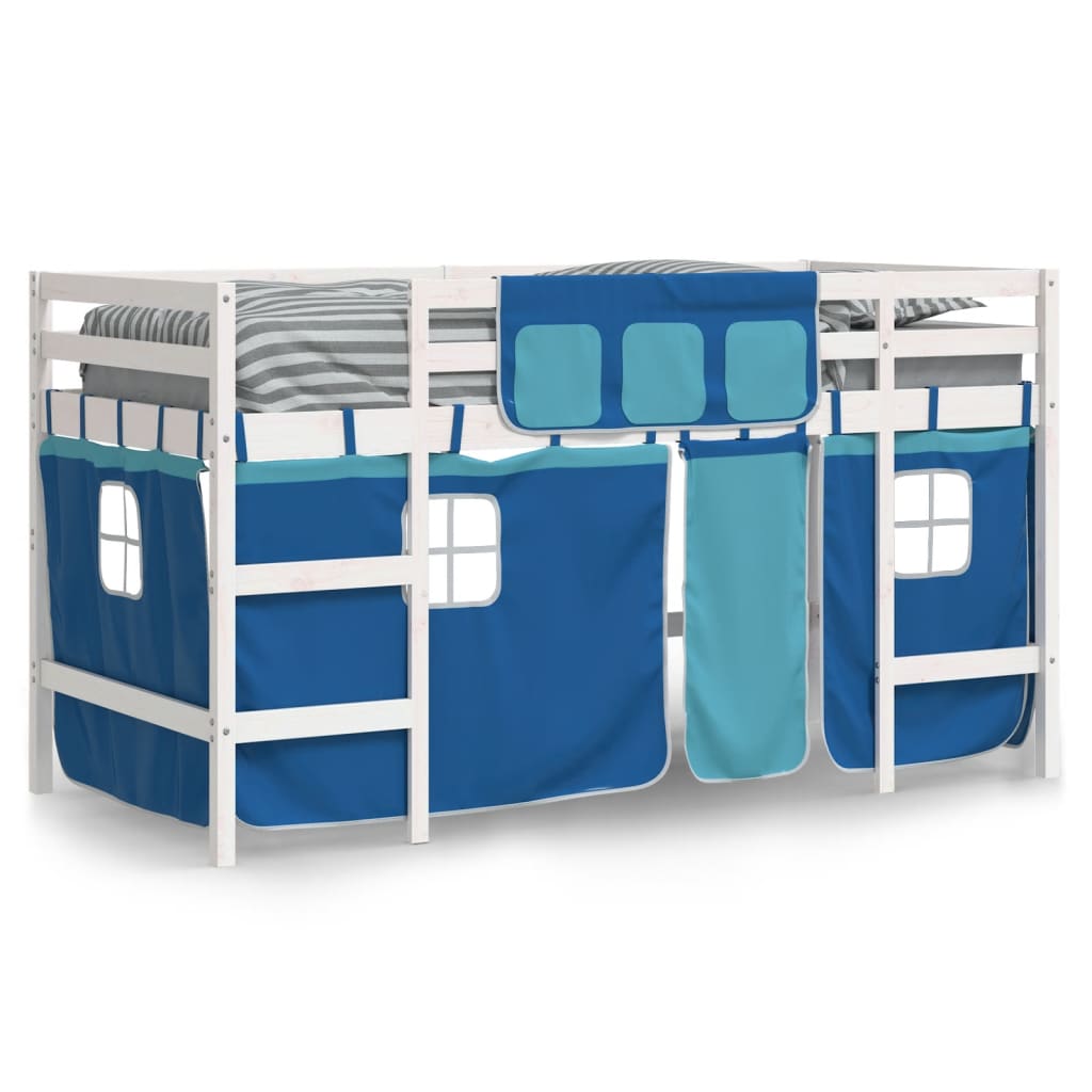 Kinderhoogslaper met gordijnen 90x200 cm grenenhout blauw Bedden & bedframes | Creëer jouw Trendy Thuis | Gratis bezorgd & Retour | Trendy.nl