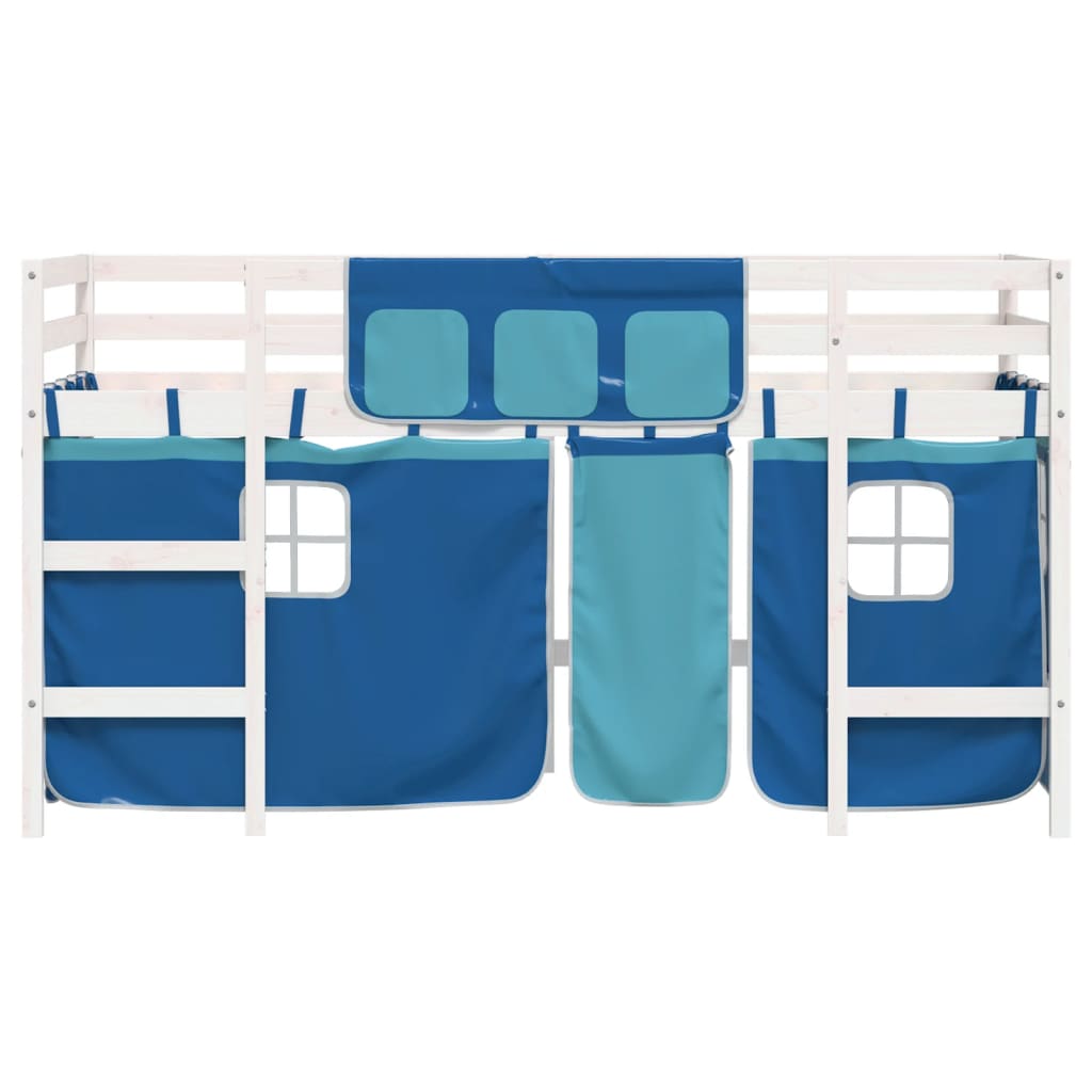 Kinderhoogslaper met gordijnen 90x200 cm grenenhout blauw Bedden & bedframes | Creëer jouw Trendy Thuis | Gratis bezorgd & Retour | Trendy.nl