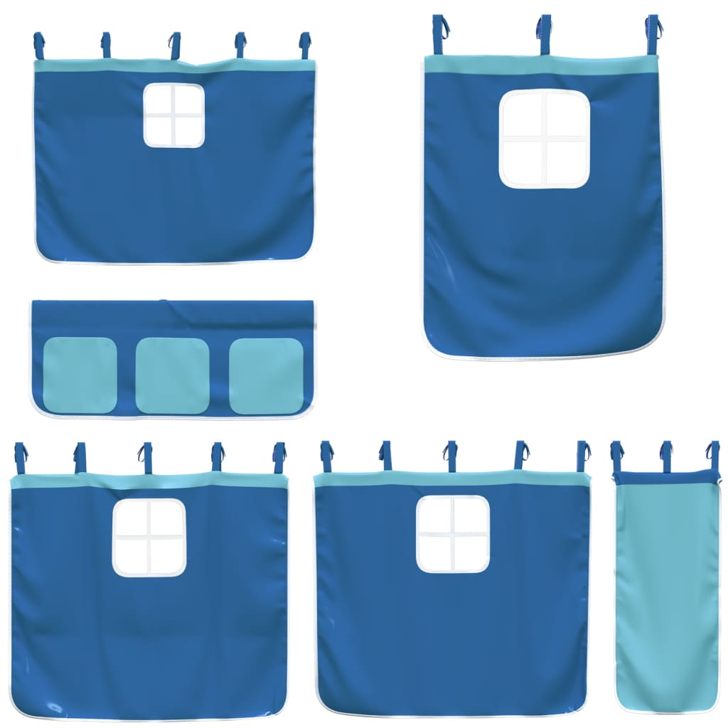 Kinderhoogslaper met gordijnen 90x200 cm grenenhout blauw Bedden & bedframes | Creëer jouw Trendy Thuis | Gratis bezorgd & Retour | Trendy.nl