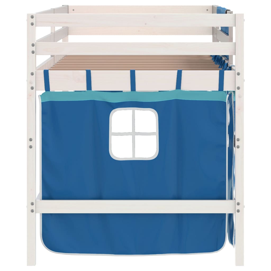 Kinderhoogslaper met gordijnen 90x200 cm grenenhout blauw Bedden & bedframes | Creëer jouw Trendy Thuis | Gratis bezorgd & Retour | Trendy.nl